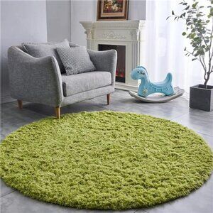 NEW Green Round Soft Area Rug